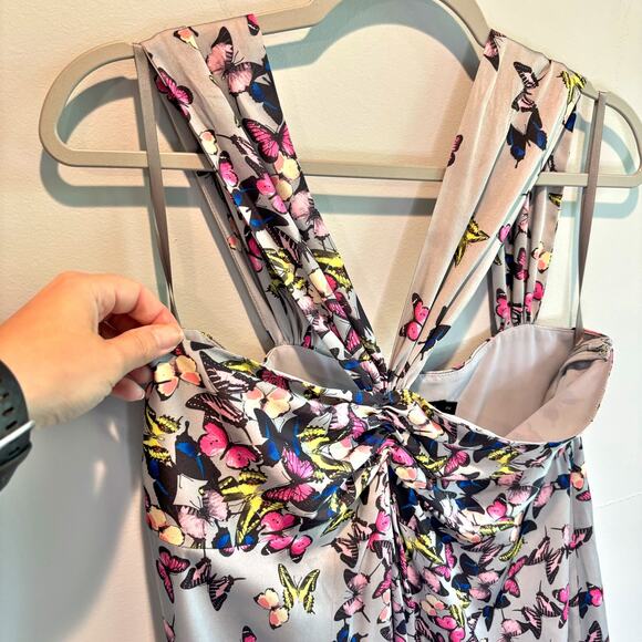 Ted Baker Y2K Novelty Butterfly Print Satin Halter Mini Dress - size 2 (US 6) - Picture 2 of 6